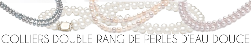 Colliers de perles double rang perles d'eau douce